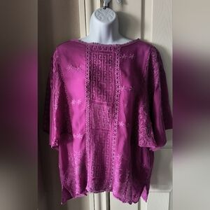 Johnny Was Embroidered Fuchsia Boho Tunic